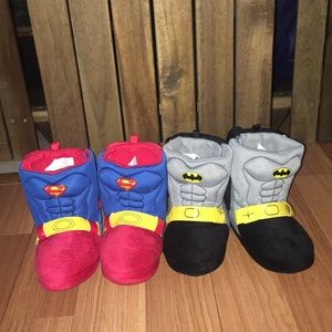 Batman and Superman slippers toddler size 9-10